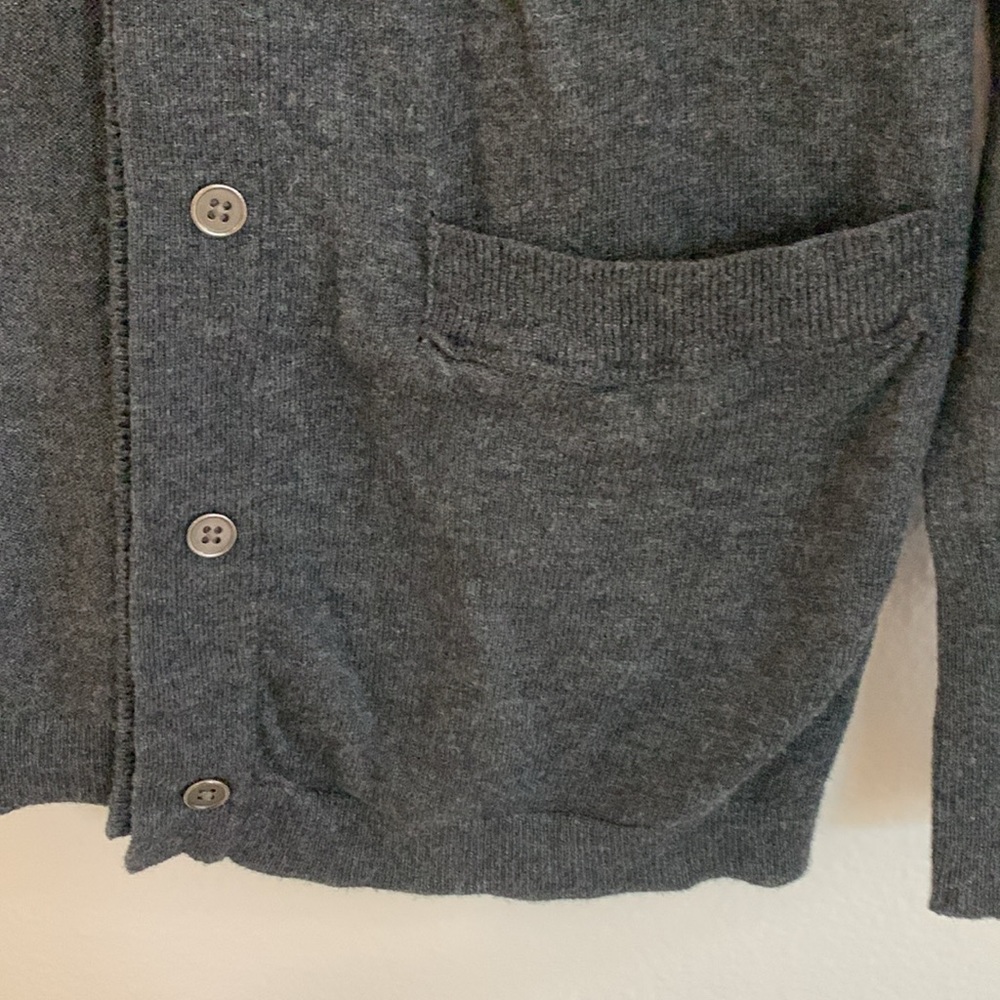 LOFT Charcoal Open-Front Button Cardigan Sweater - Picture 4 of 4
